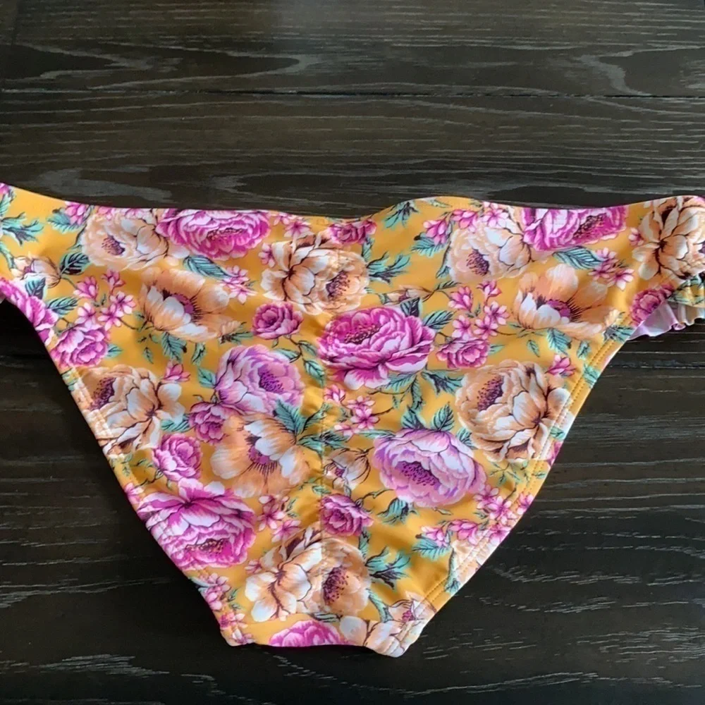 Orange & Pink Floral Bikini Hipster Bottom XL - Picture 3 of 12